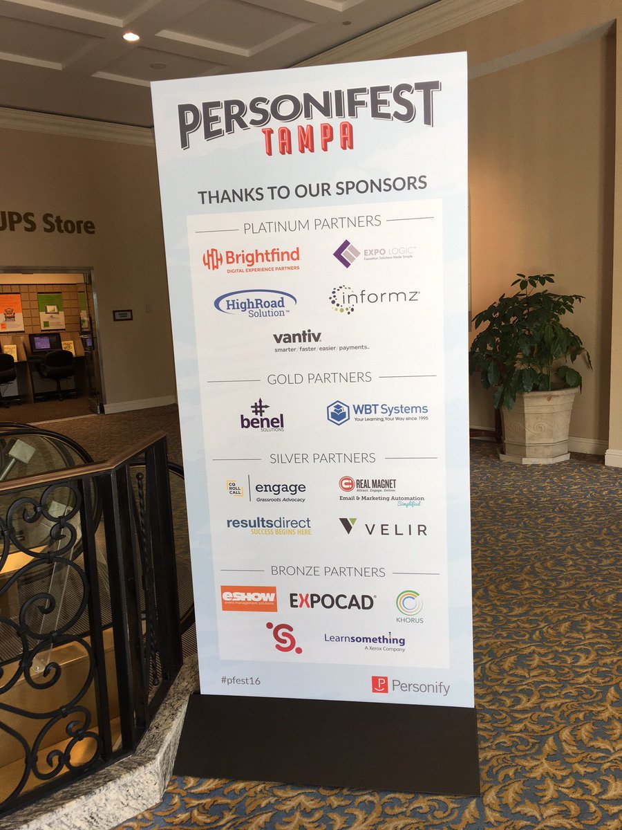 Personifycorp's tweet image. We couldn't pull it off w/out our awesome sponsors. Come say "hi" in the Exhibitor Hall during breaks at #pfest16!