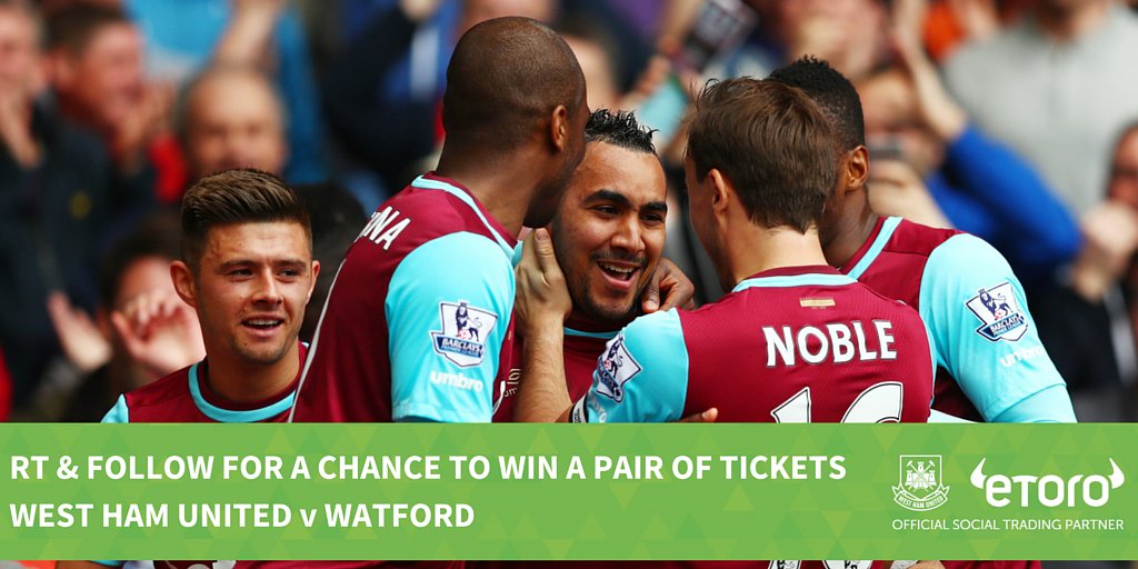 RT &amp; Follow for a chance to win a pair of tickets (x5 winners) to #WHUFC v <a href="/WatfordFC/">Watford Football Club</a> - closes 2pm tomorrow!