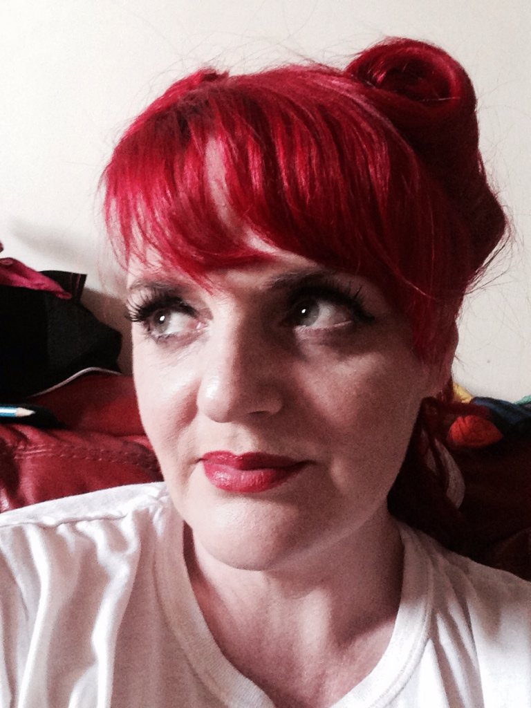BeauBombshell's tweet photo. Shoot over and I'm whacked out!!! Flat hair...but for a reason...#pinup #pinupuk #pinupparade #ididit https://t.co/Qo7UrtsmEp