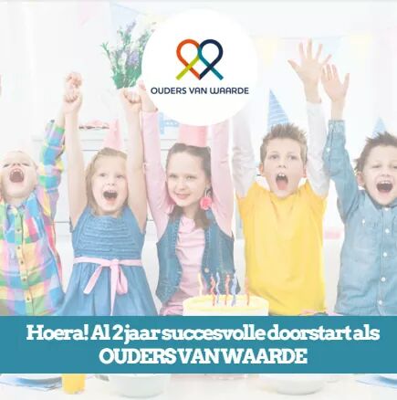 Feest! 2 jaar na succesvolle doorstart deze week 20% korting op cursussen via info@ouders.net o.v.v. felicitatie!