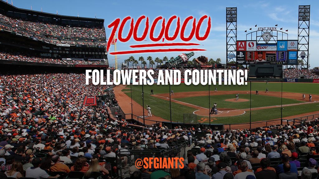 1 million followers 🙌🏼
Thank you, #SFGiants fans!
RT to win a <a href="/BusterPosey/">Buster Posey</a> signed bat.