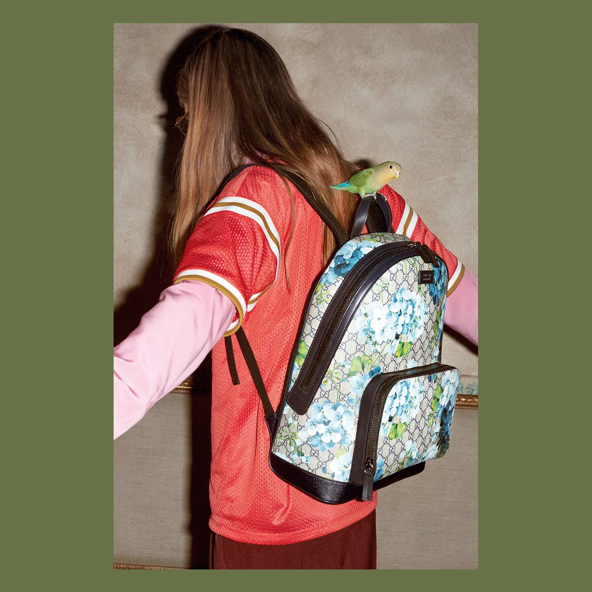 gucci backpack blue flowers