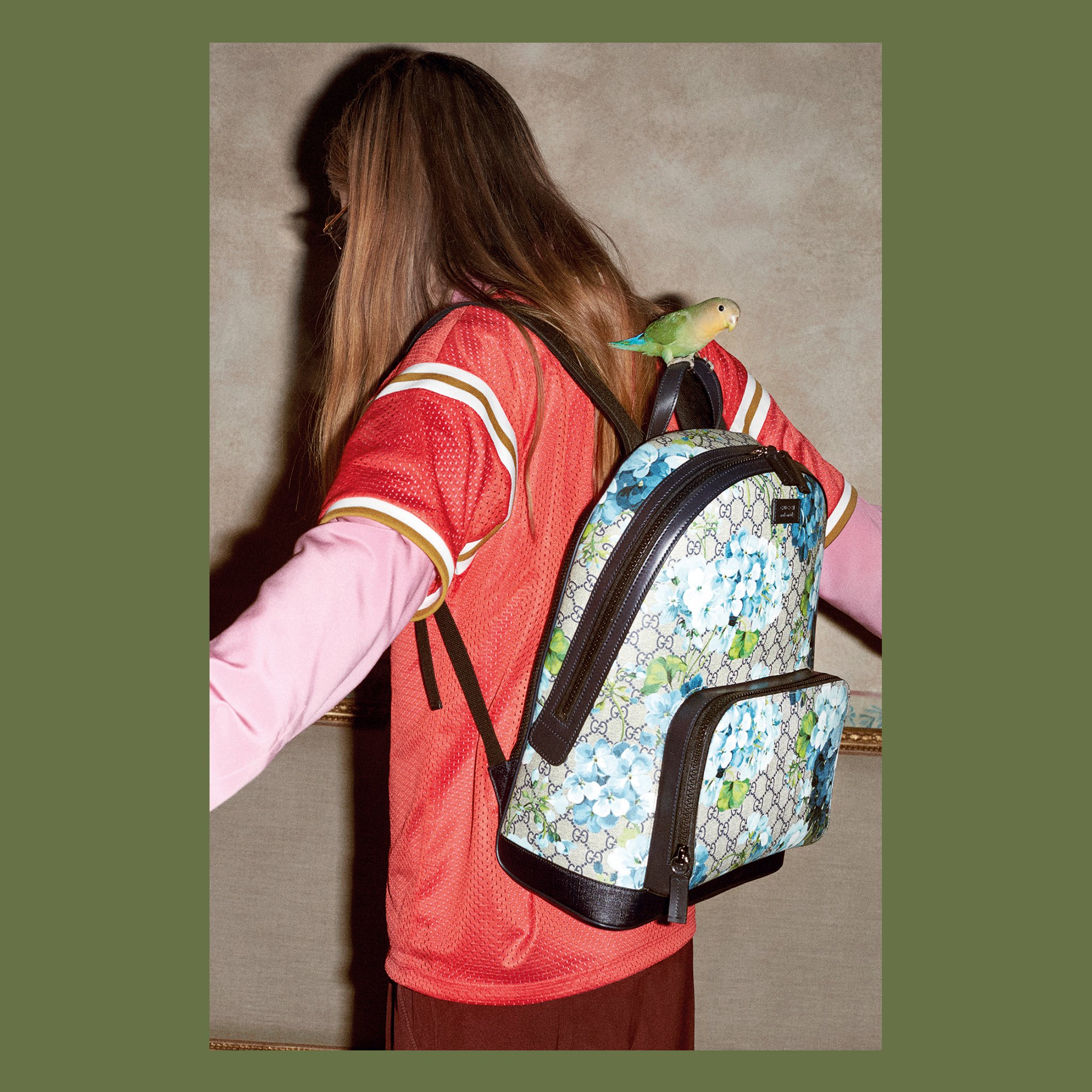 gucci backpack with blue flowers