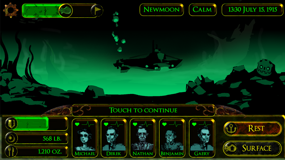 gumustdo's tweet image. tinkering more #GUIdesign I think you'already know what kind of game 'Unfathomed' is about. #gamedev #horror