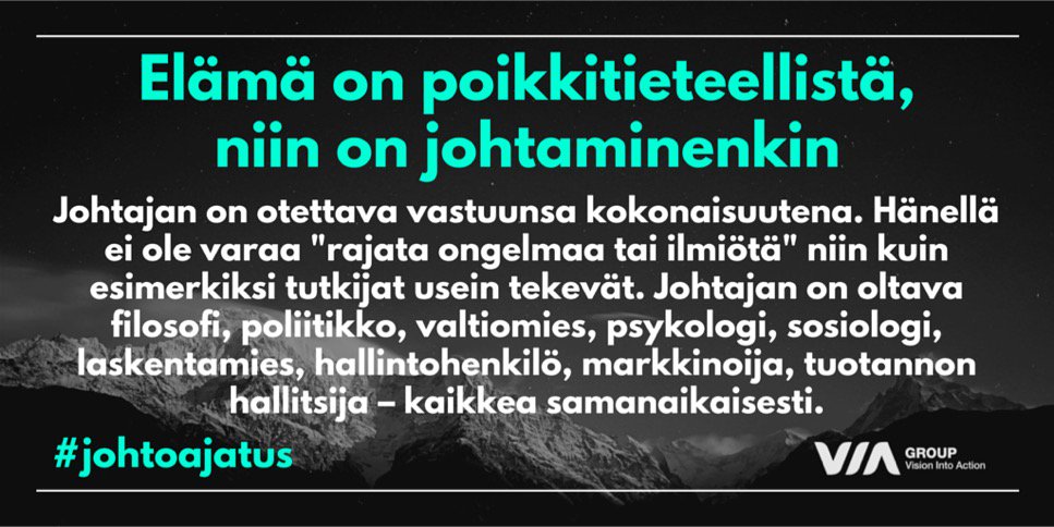 HeikkinenMika's tweet image. #johtajuus on kokonaisuuden "moniottelemista" yhdessä osaajien kanssa #laaja-alainen oppiminen vaatii harjoittelua