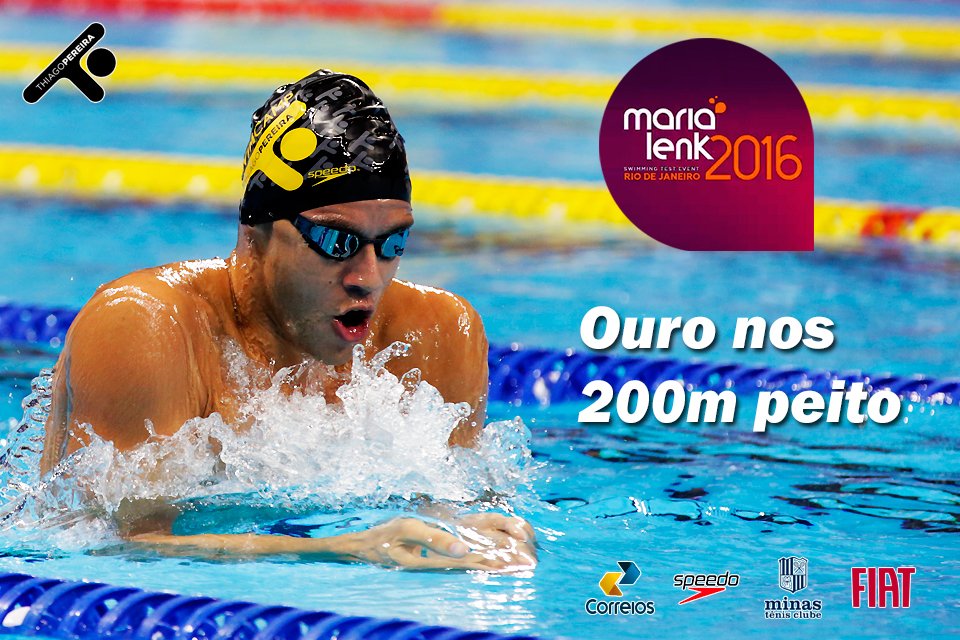 thiagopereira's tweet photo. #VaiThiago Ouro nos 200m peito do #MariaLenk2016 com 2min11s86 https://t.co/SkK3NGkthz https://t.co/3CcqV7Mdsj