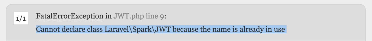 christophrumpel's tweet image. Anyone else facing this #laravel #spark error since the update today? #SparkWatch @laravelphp