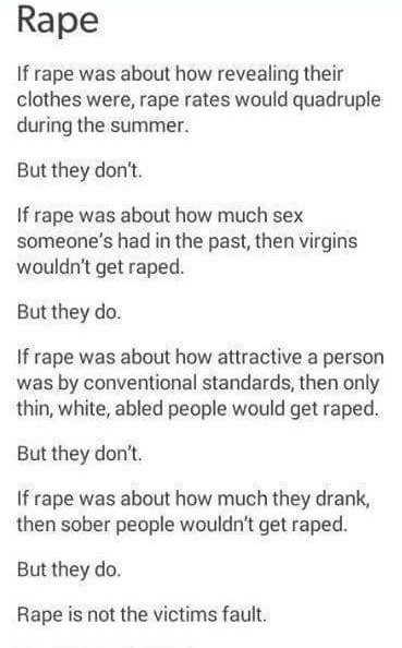 Rape is NEVER the victims fault. It's that simple.