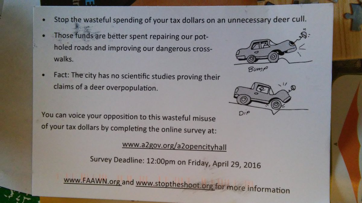 obrien1988's tweet photo. Received this postcard in the mail today. #a2council #deercull https://t.co/FOXHmU7yeD