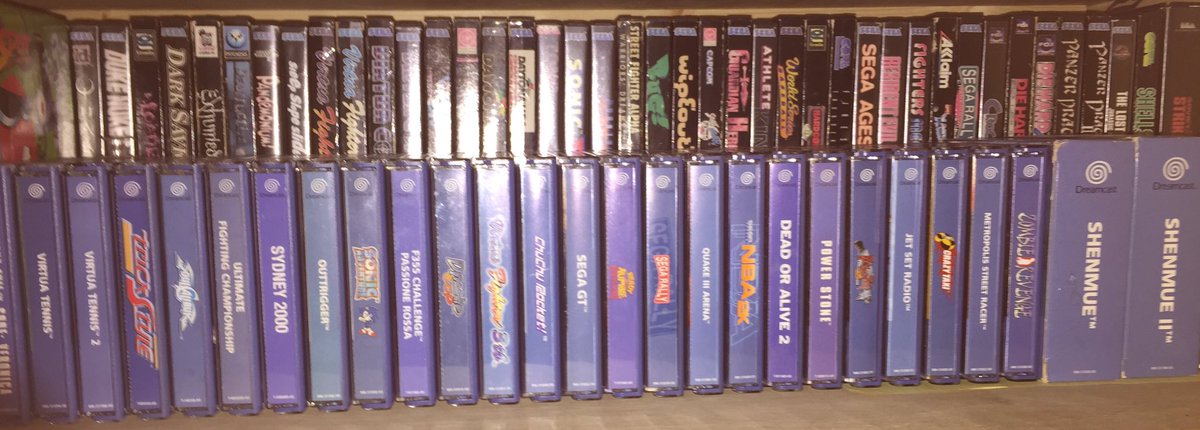 shenmue_hugh's tweet image. A snapshot of some of my Sega collection. A lot that I couldn&apos;t get in the pictures #notenoughshelfspace