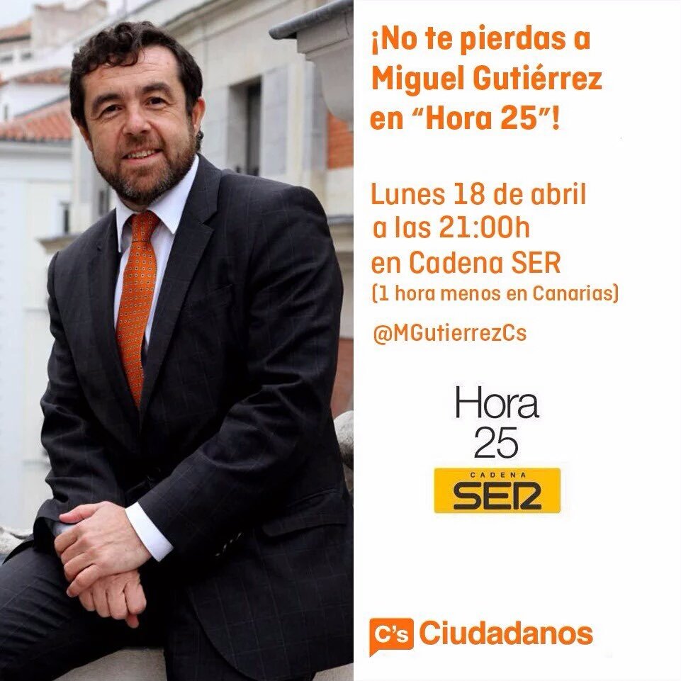 CsMoncloAravaca's tweet photo. ¡En un rato comienza @MGutierrezCs en la Ser! https://t.co/RiV7aFTBAW