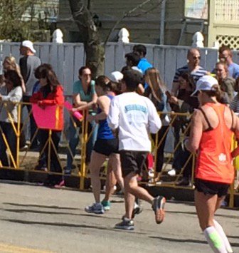 southshorehosp's tweet photo. Sammie Chamberland passes the SSH cheering section at Mile 20. Keep going, Sammie!! #BostonMarathon #RunSSH https://t.co/IIDuGcJ0qS