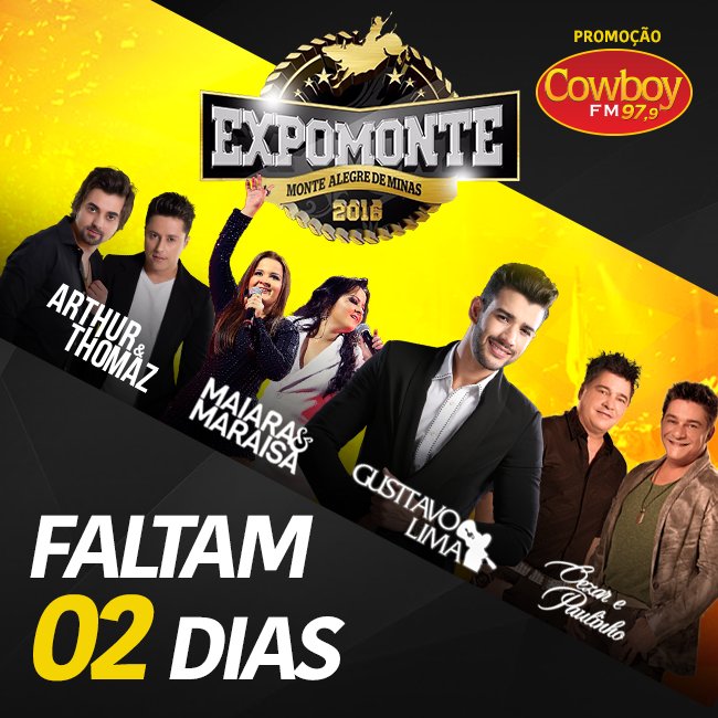 CowboyFM1's tweet photo. Já parou pra pensar? É daqui dois dias galera!
Garanta já o seu ingresso e participe do evento mais esperado do ano! https://t.co/nAqs9FGDEy