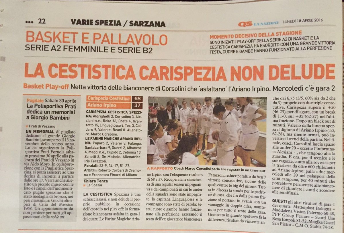 CestSpezzina's tweet photo. @ilsecoloxix e @NazioneLaSpezia in edicola oggi dopo il successo contro # Ariano Irpino. @lbfnews #lbflive https://t.co/4vKqbtH4Y7