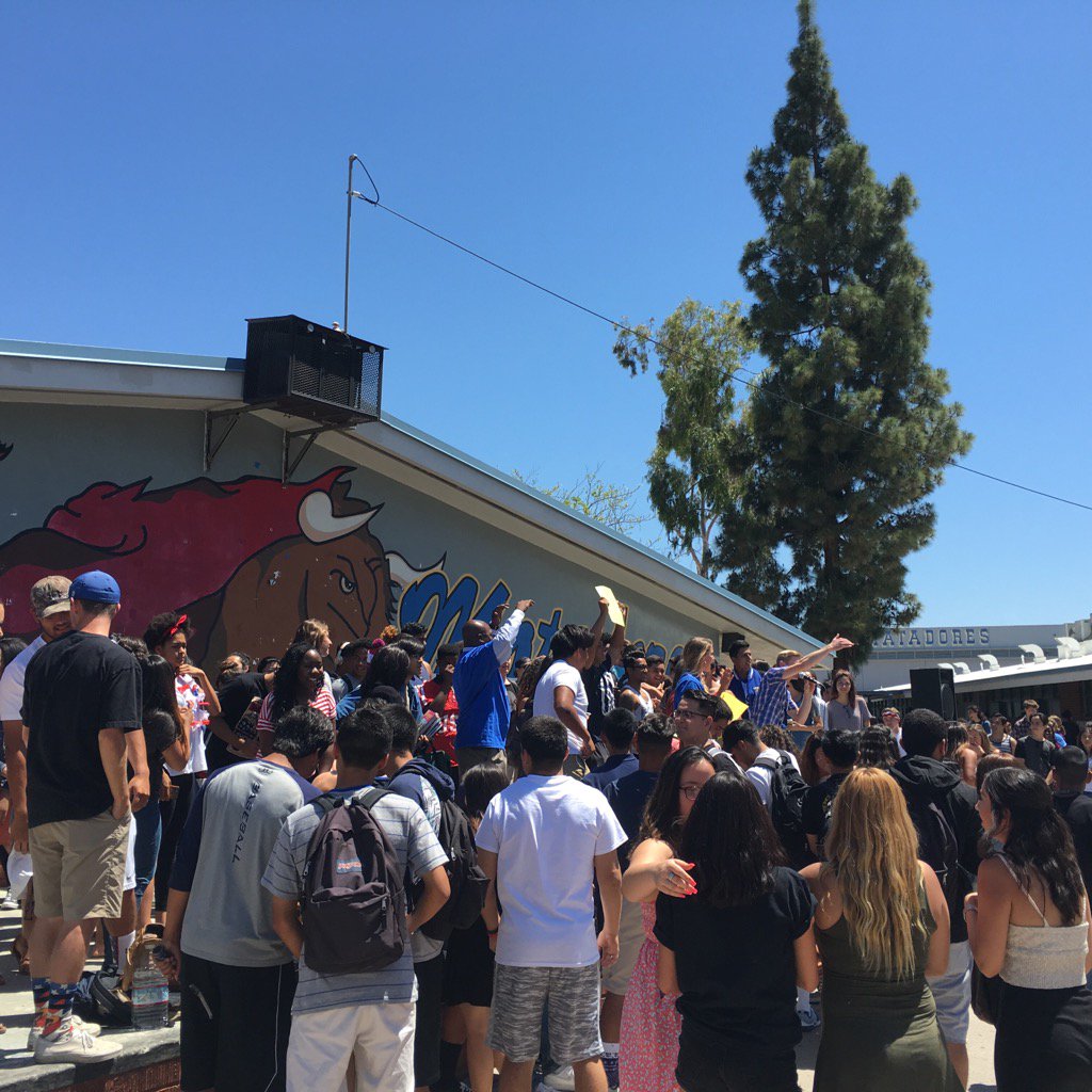 <a href="/LMHSPrincipal/">La Mirada HS</a> leading student rally against cyber bullying. #stopogle