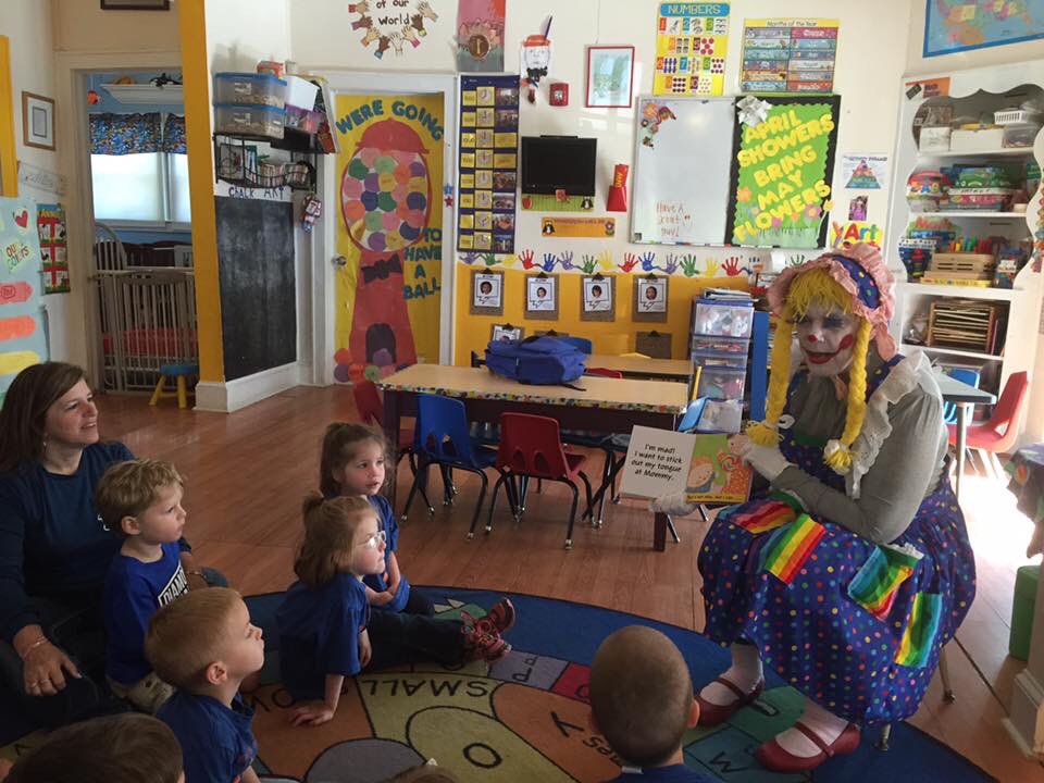 Pokey Dot the CASA Clown made a special visit to a local daycare in Rome #ChildAbusePreventionMonth