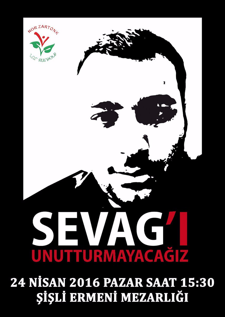 Camparmen's tweet photo. Sevag'ı unutturmayacağız!!! 24 Nisan Pazar 15:30 Şişli Ermeni Mezarlığı. #24Nisan #SevagBalıkçı https://t.co/H0QkW9gRoK