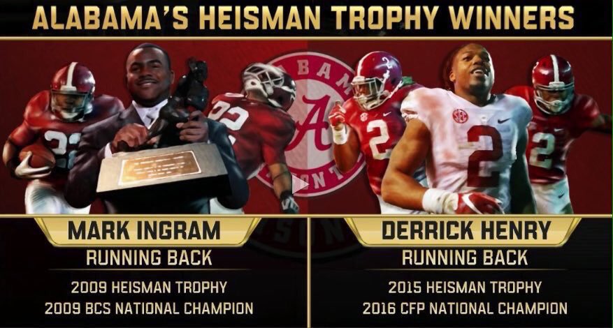 BamaPride4Ever's tweet photo. "Double Trouble" #RBsU #Heisman 🏆 #WeLiveIt #RollTide https://t.co/xEE1uKQguV