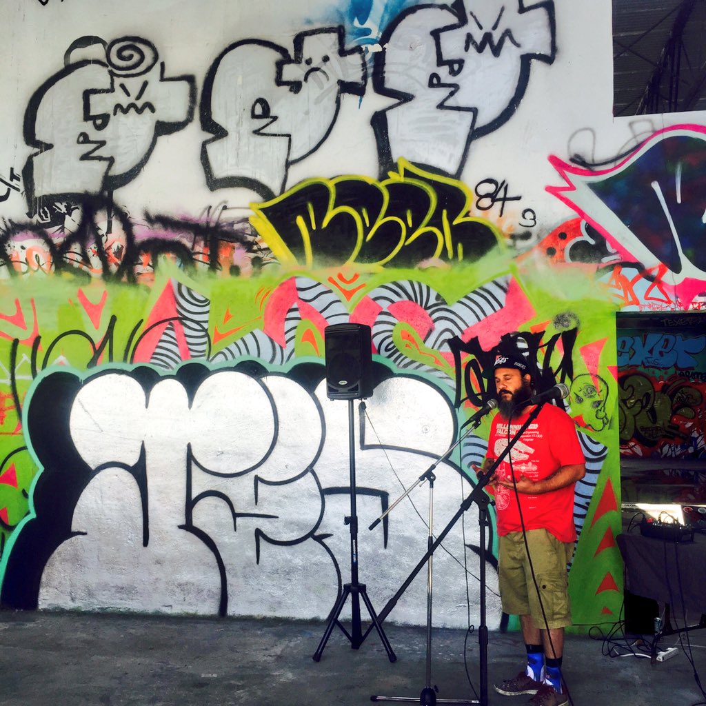 kevincoval's tweet photo. #miamigraffiti legend #TREK6 kicks off the @breakbeatpoets workshop at @omiamifestival https://t.co/DCWKvDrmgv