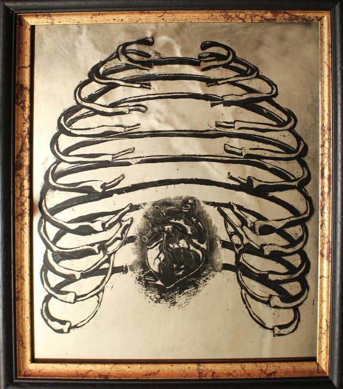 'Bone Case', etching with mirrored silver. Ready for solo show at The Station, Silver Street, Bristol 7-28 May!