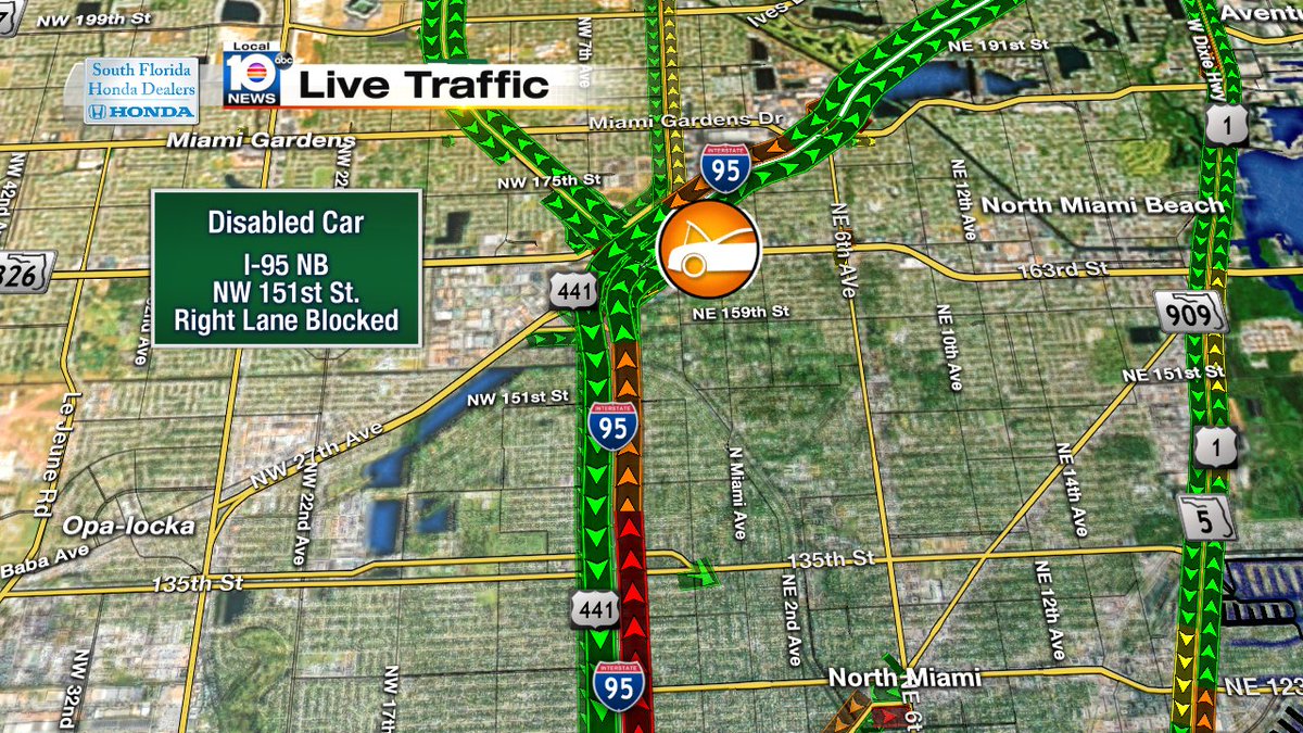 DISABLED CAR: I-95NB & NW 151st St.  Right lane blocked.  #TRAFFIC https://t.co/ubDGQr7Cae