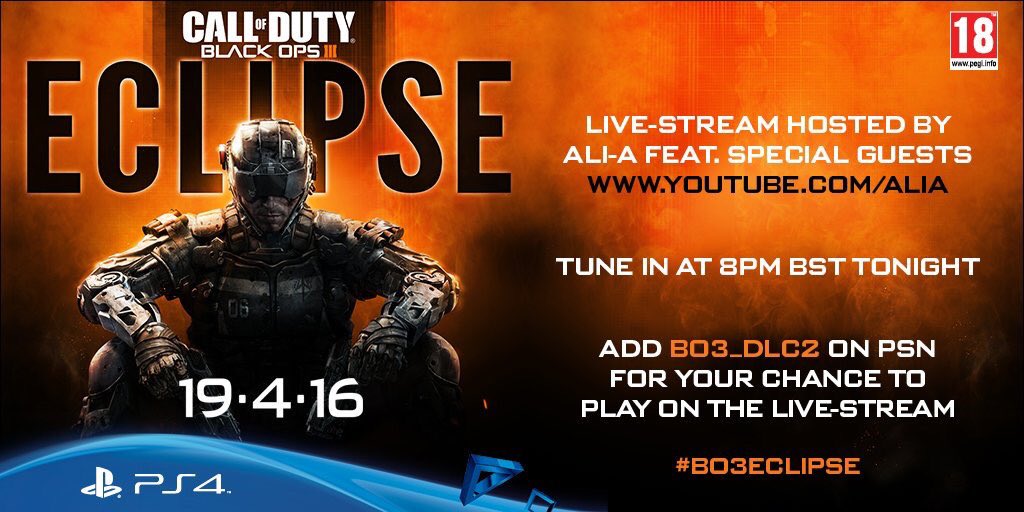 OMGitsAliA's tweet photo. I will be LIVESTREAMING the brand new #BO3ECLIPSE DLC tomorrow o YouTube! Tune in at 8PM UK time. I'm excited! 😁🙌🏻 https://t.co/VxMVC6vCqD