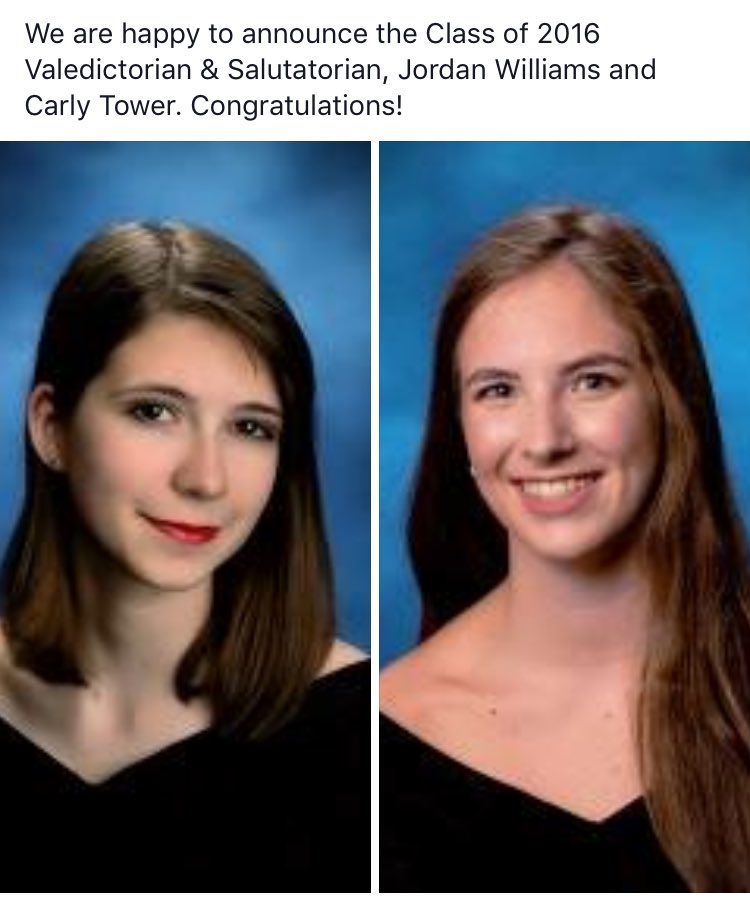 TFAClassof2016's tweet photo. Congratulations to Valedictorian @Jordanallie2 and Salutatorian @carlytower25! Way to go! https://t.co/DgD9HFQObT