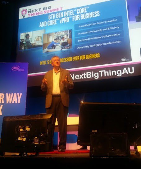 IntelANZ's tweet image. #WorkingBetter: @kate_burleigh &amp;amp; @tommgarrison discuss Intel&apos;s 6th Gen Core vPro &amp;amp; vortex of change! #NextBigThingAU