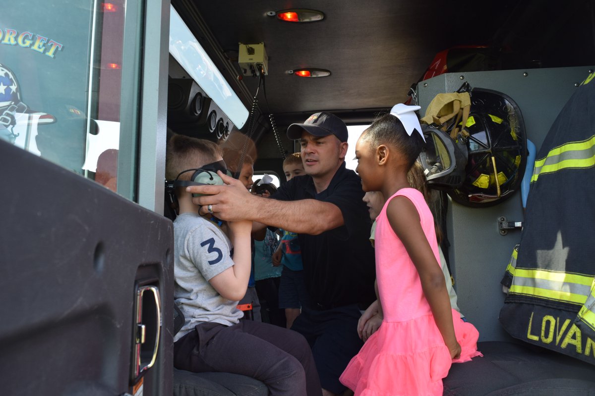 JFD doing some fire safety with the kiddos @ Kids Care Academy with Clarksville FD