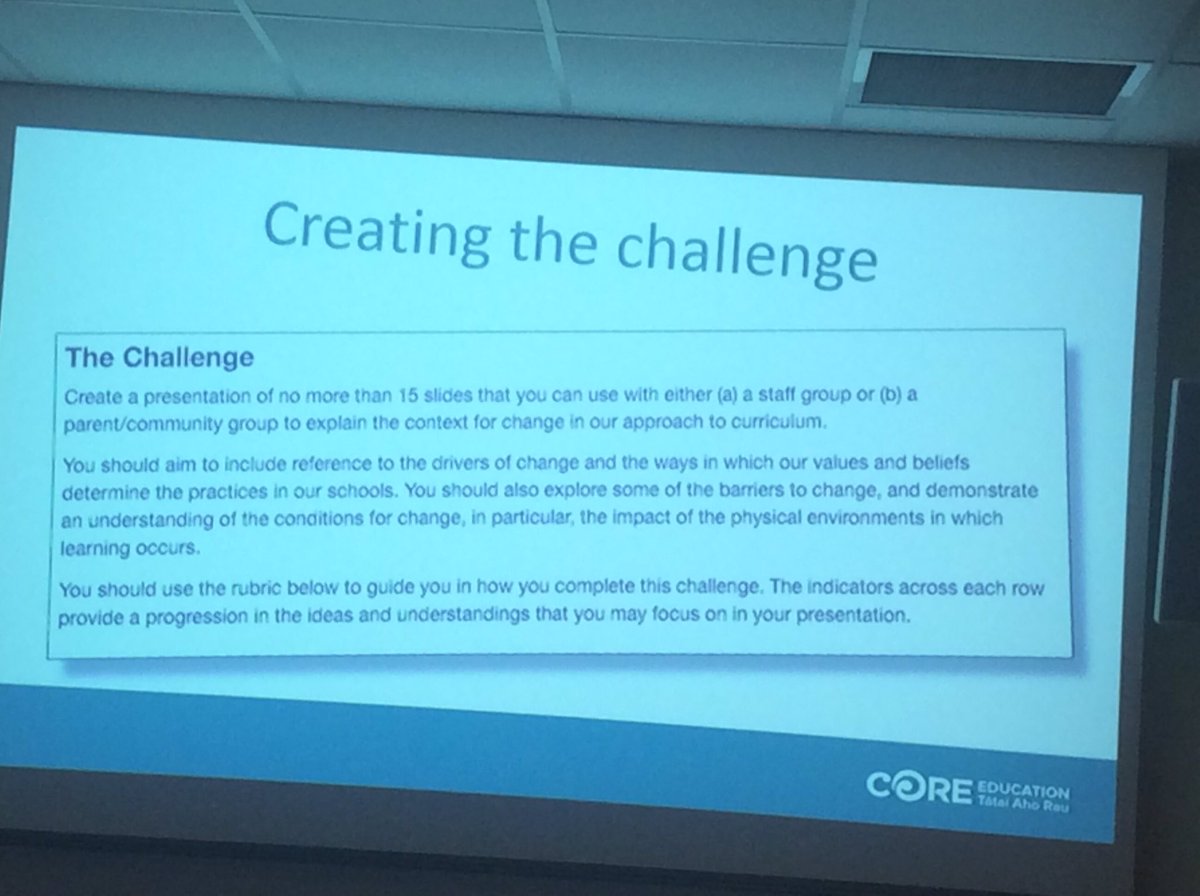 BighamAidan's tweet photo. Assessment as challenge. Authentic, open yet consistent. Measures what a student knows #deanz16 https://t.co/K62NQlzDGR