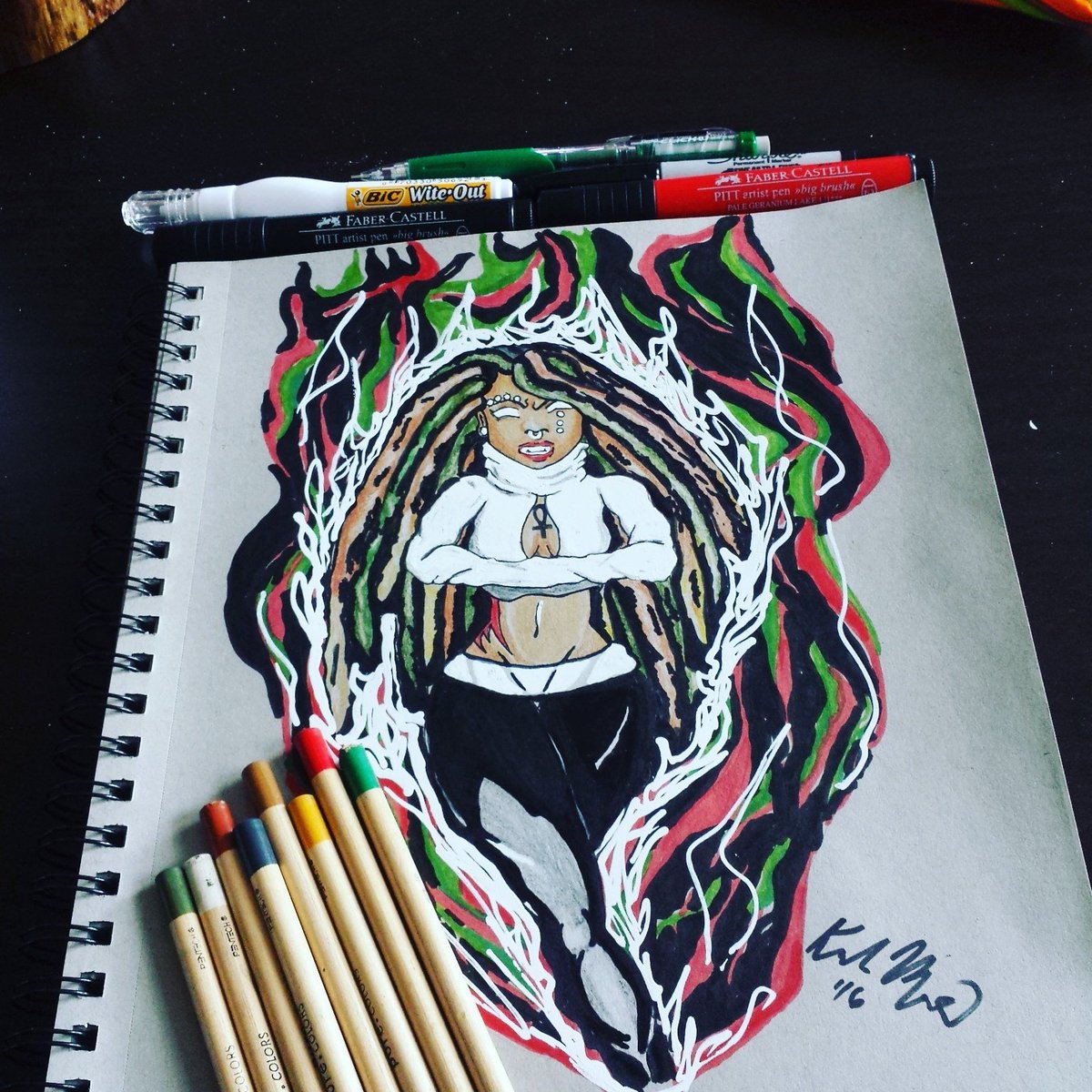 VintageDreads's tweet photo. Still tweaking. Need to invest in copic markers. #MisunderstoodGOD #PopFicshonArt #Artwork #RBG #Art #illustration https://t.co/cyw3wwYqkq