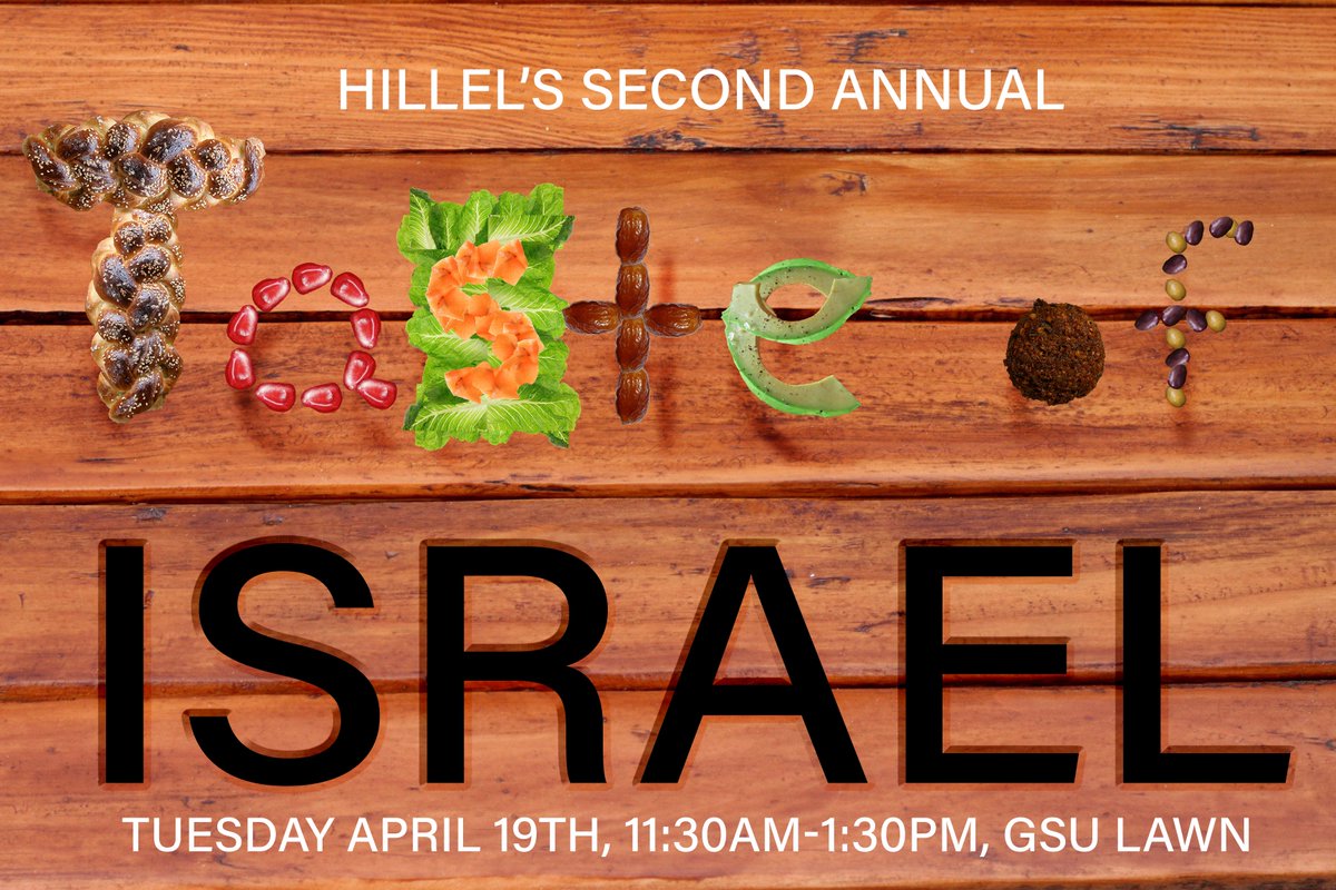 UHartHillel's tweet photo. The day has come...Taste of Israel tomorrow 11:30am-1:30pm on the GSU Lawn!! #uhart #hillel #TOI2016 #israelitasty https://t.co/lT71YdEWjI