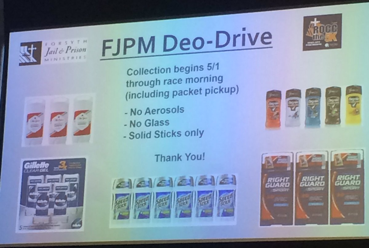 rocc5k's tweet photo. We want (new, unused) deodorant! Bring some with you May 14th for our friends at @insidefjpm #DeoDrive #ROCC5K https://t.co/ejRwaNE8Av