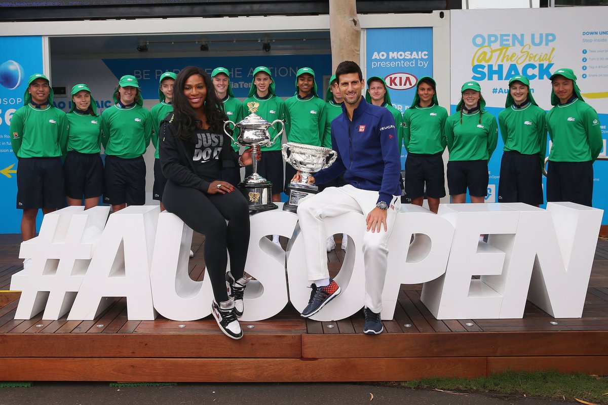 AustralianOpen's tweet photo. Sitting on top of the world 🙌

@DjokerNole &amp; @serenawilliams are the #Laureus Sportsman and Sportswoman of the year. https://t.co/g59SeBAQRT