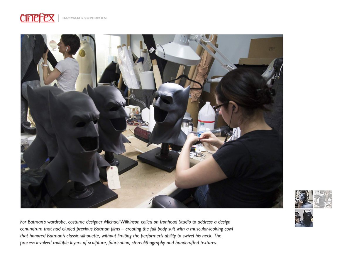 #Cinefex for more #BatmanvSuperman and #IronheadStudio.  The entire #Ironhead crew did a fantastic job! #batcowl
