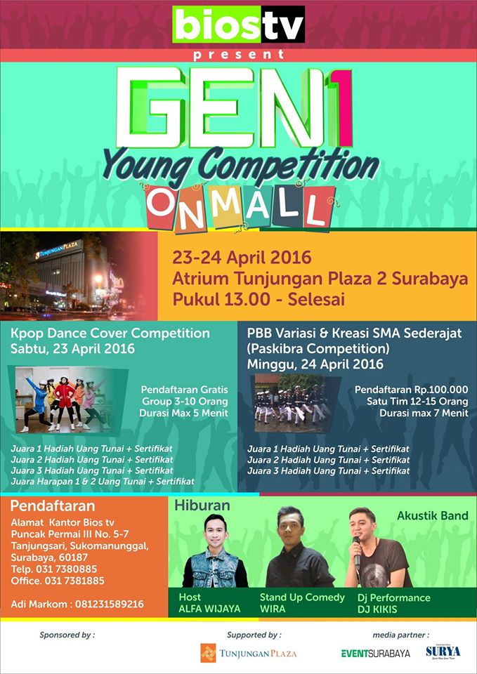 BIOSTV_'s tweet photo. @kpopers KPOP DANCE COVER CONTEST SURABAYA | 23 - 24 April 2016 | @TUNJUNGANPLAZA | more information @BIOSTV_ https://t.co/VUbD2mP6Xw