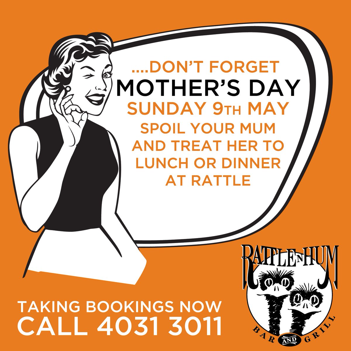 RattlenHumBar's tweet photo. ....Don't forget #mothersday #cairns book now for lunch or dinner https://t.co/samKggYlDZ