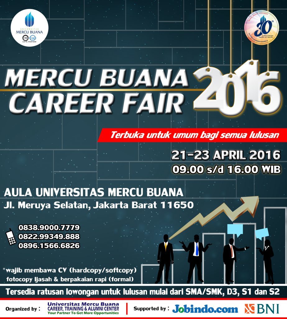 Buat kamu yang mau cari kerja, langsung dateng yuk ke Career Fair 2016 di Kampus Meruya! buff.ly/23UQ5vw