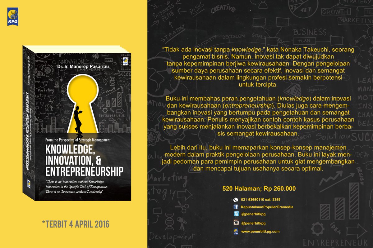 penerbitkpg's tweet photo. Ingin meningkatkan kemampuan bisnis dan strategi manajemen? Buku #KnowledgeInnovation ini bisa membantumu, nih :) https://t.co/UrQ5rFpLGW