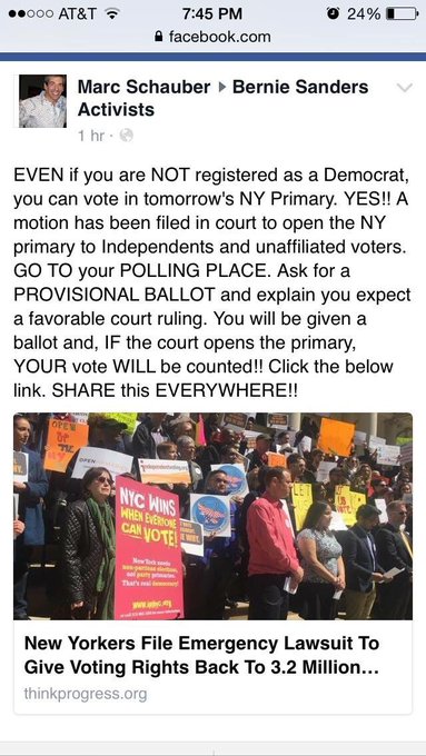 Attention #NYvoters #vote4bern #BernieSanders https://t.co/QYI4KbAbDd