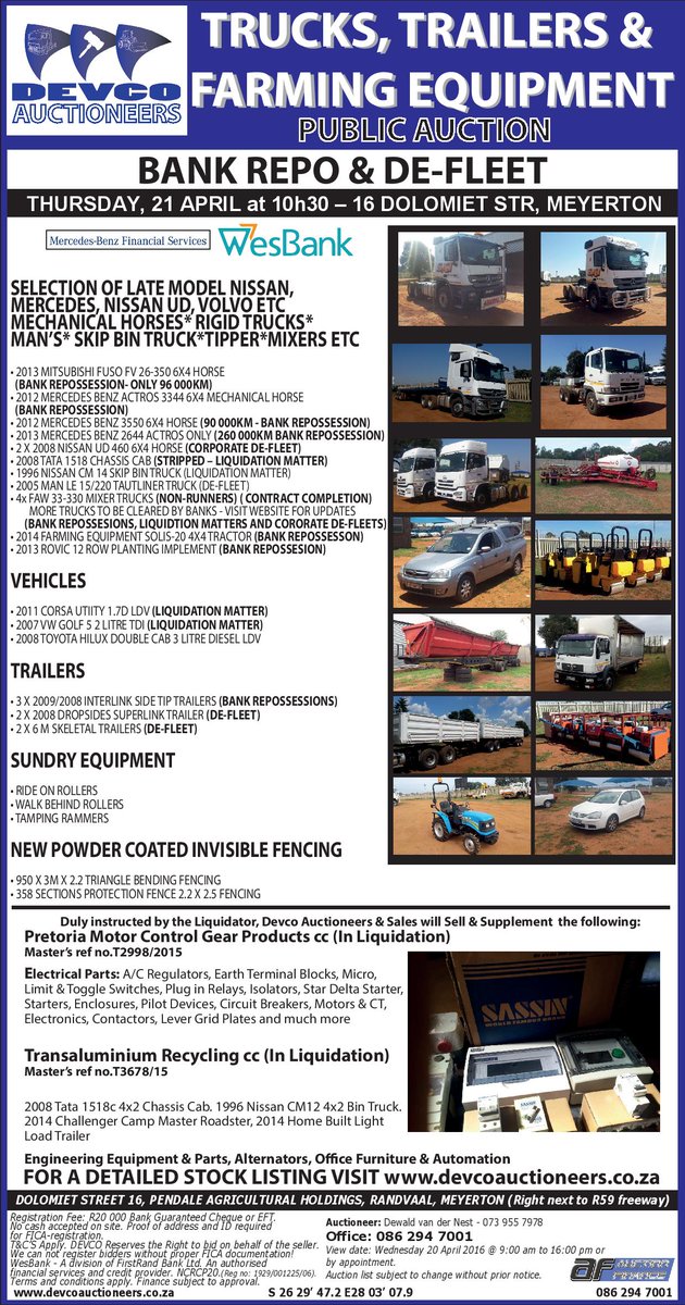 AuctionTraders's tweet image. DEVCO Auctioneers Auction 21 April 10:30AM