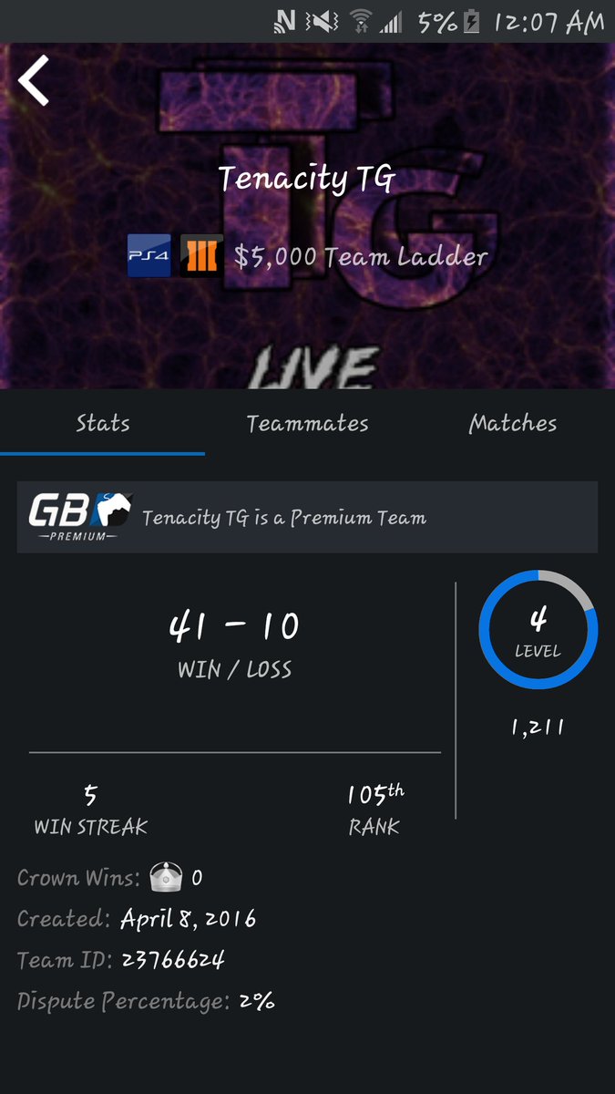 Defiant_Limits's tweet photo. Nice work winning 2 more games 5 streak and top 100 in the north American League very soon! @Tenacity_Clan https://t.co/5he8wfdt83
