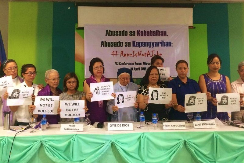 NoToDutertePH's tweet photo. We are not afraid of you, Duterte. We are brave, and we reject you. #rapeisnotajoke #NoToDuterte #labanPilipina https://t.co/23uyANRRH6