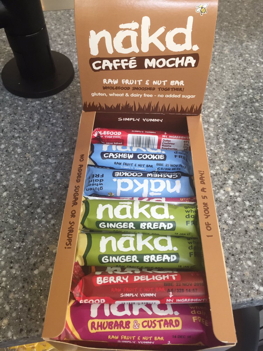 UpperGISurg's tweet photo. .@DamianFog @BBCgmu @clo13
While you on it, look at these "healthy" bars, 47% sugar! @nakd #wellcovered https://t.co/4uuaTib55c