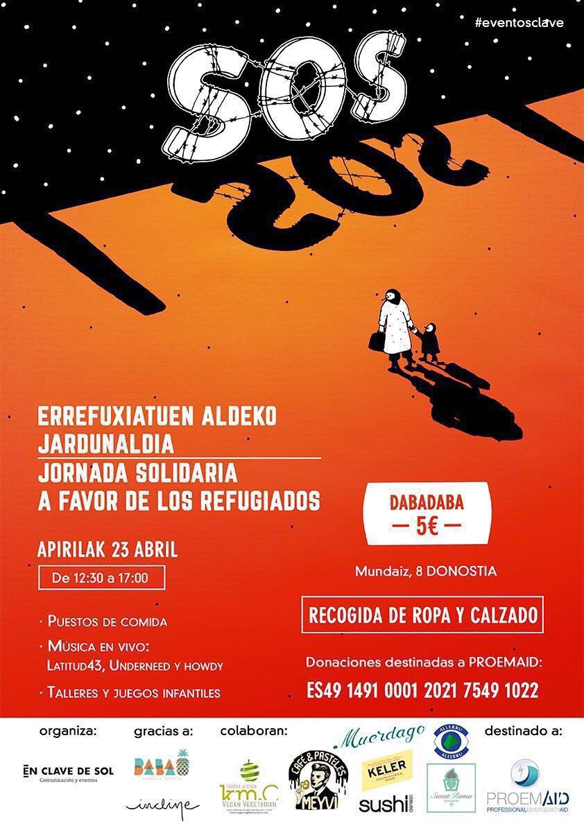 Larunbat honetan, hilak 23, errefuxiatuen aldeko jardunaldixa Dabadaban!