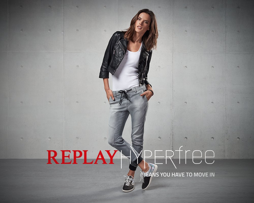 REPLAY's tweet photo. Can you imagine yourself as free as @AngelAlessandra is in Hyperfree denim? #replay #hyperfree #jeansyouhavetomovein https://t.co/Aaz9gyZxS3