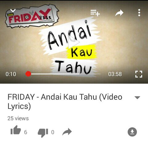 HIFRIDAYBand's tweet photo. Check this out friends :) 

FRIDAY - Andai Kau Tahu (Video Lyrics)
YouTube
https://t.co/aCyiAZwrzU https://t.co/chp8EBu2Zp