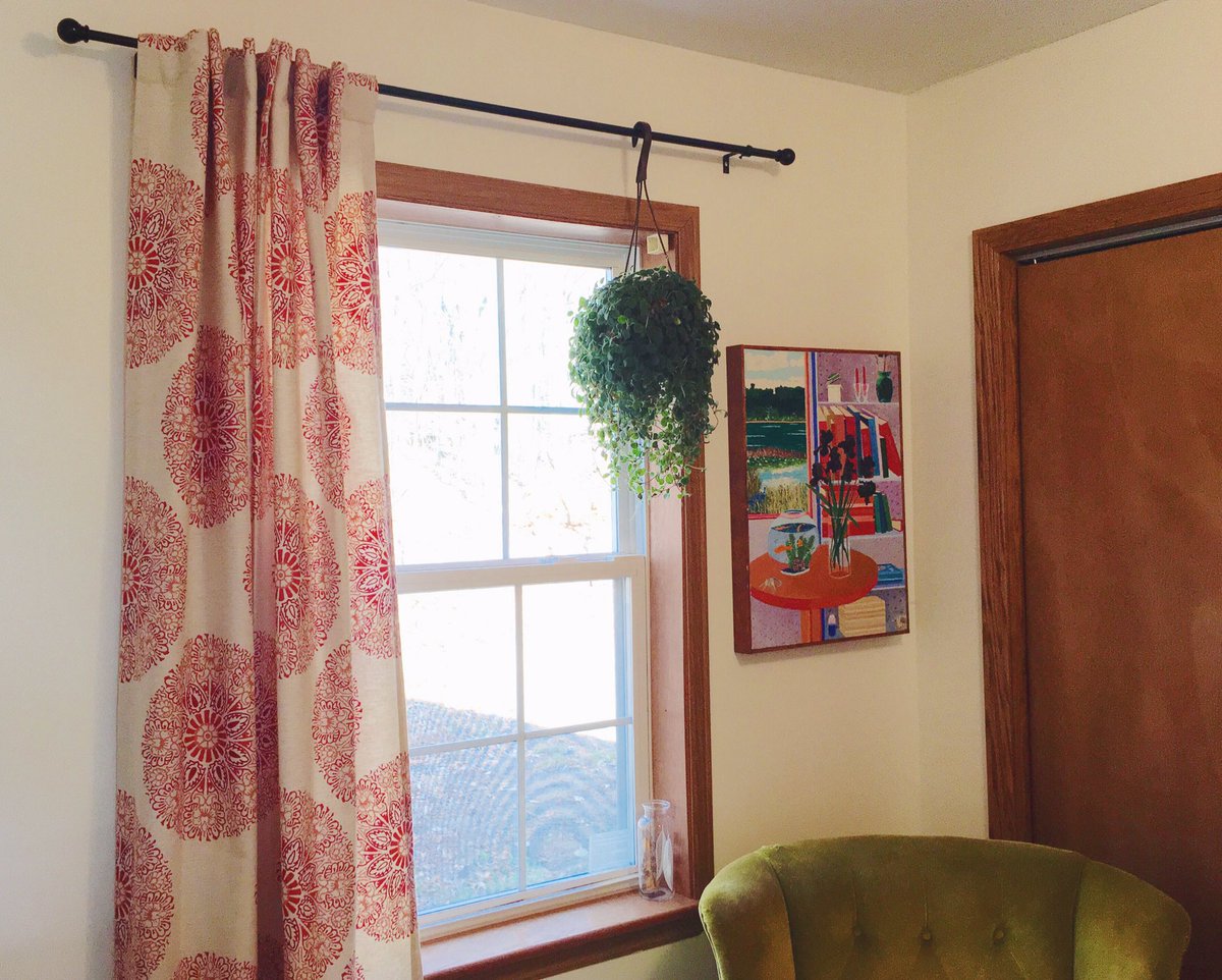 PassageHill's tweet image. Hung a new curtain (the the hubby picked out) in my studio. He&apos;s got good taste. #prettypattern