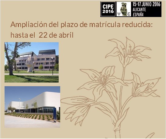 CIPE2016's tweet photo. El #CIPE2016 amplía el plazo de matrícula reducida hasta el 22 de abril. #CONGRESO #EDUCACIÓN #PSICOLOGÍA https://t.co/B49LQiWpUQ