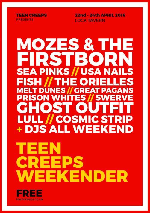 London: We're playing <a href="/Teen_Creeps/">Teen Creeps</a> weekender this Sunday at <a href="/thelocktavern/">Lock Tavern</a> in Camden. Free entry.